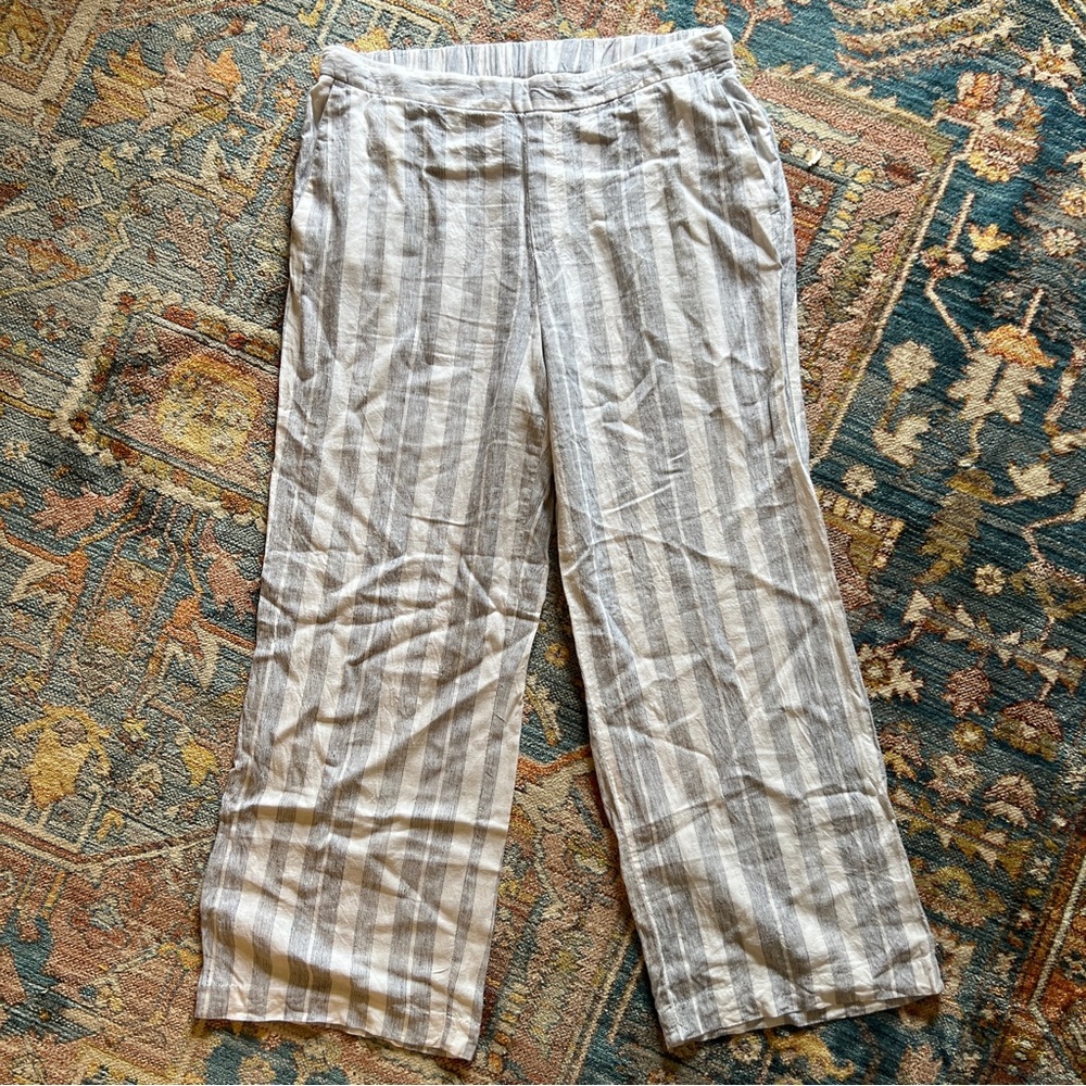 Old Navy Linen Cropped Striped Pants Long